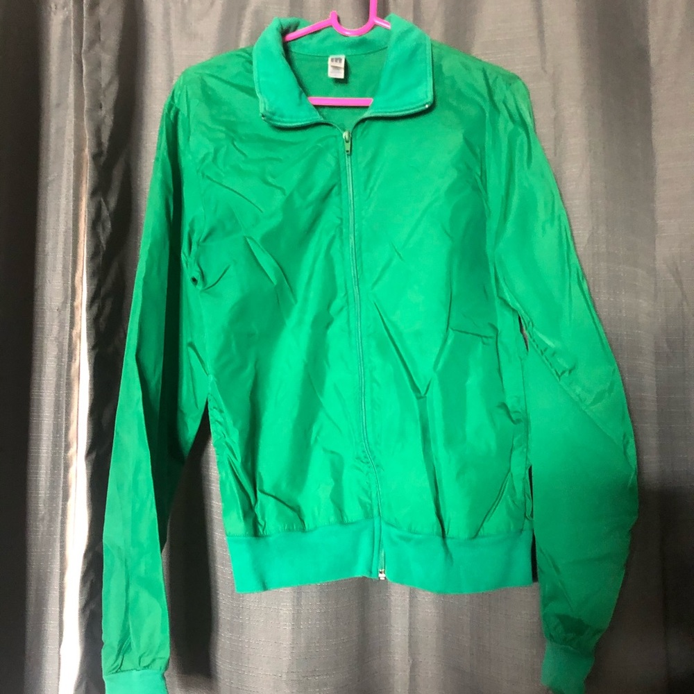 Green American Apparel Zip Up Wind Breaker